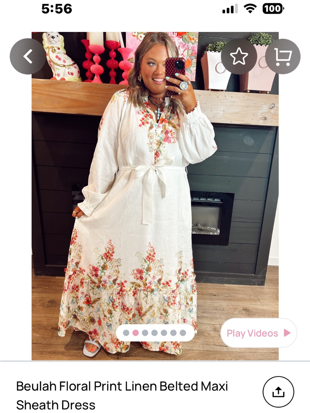 Beulah Floral Print Linen Maxi Sheath Dress with belt